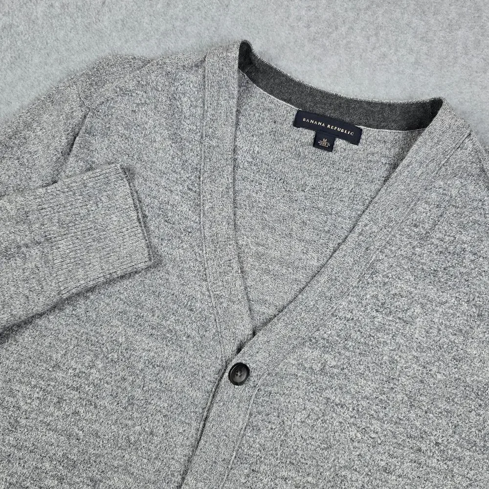 Banana Republic Medium Gray V-Neck Button Front Cardigan Sweater